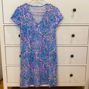 Lilly Pulitzer Etta Short Sleeve Dress, We Mermaid It, 100% Pima Cotton